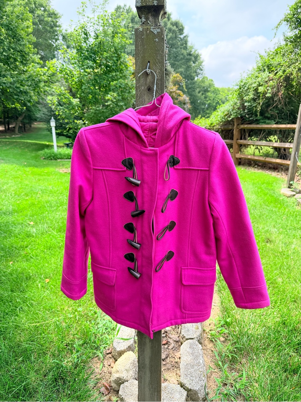 Hot Pink Toggle Hooded Coat
